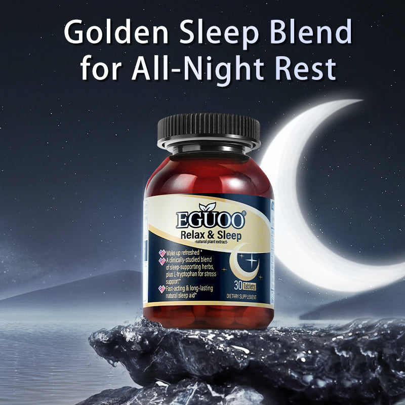 EGUOO Relax & Sleep Complex – Fall Asleep Faster, Stay Asleep Longer & Wake Up Refreshed - Supplement Facts Label